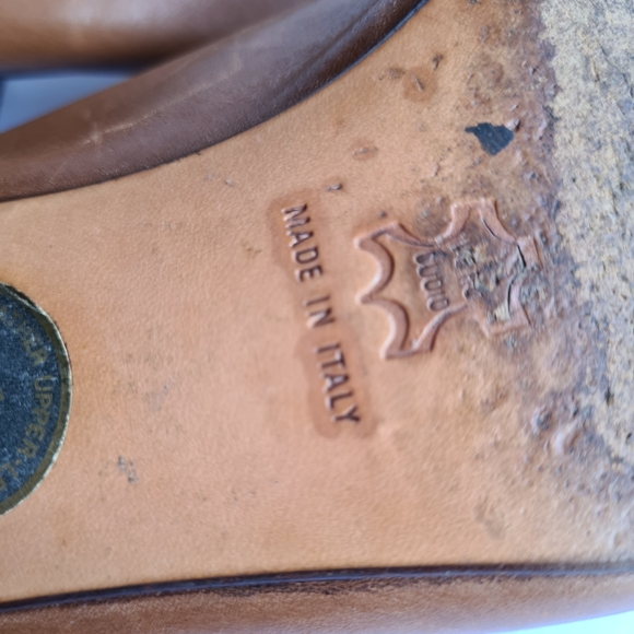 Salvatore Ferragamo AUS 8.5 VINTAGE 90s Designer Tan Leather Vara Bow Pump Shoes - Picture 11 of 17